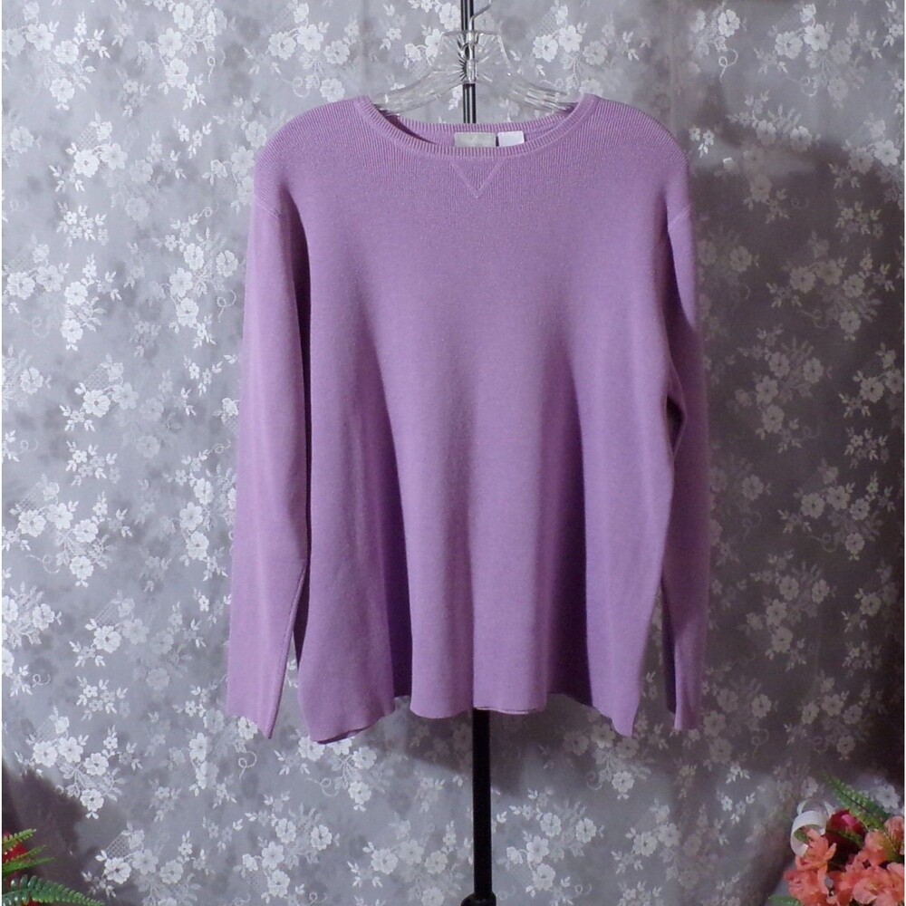 Vintage 2000s Purple Knit Top Size XL Y2K Lilac Classic Minimalist Cotton Chic